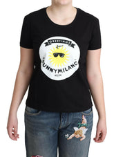 Moschino Black Cotton Sunny Milano Print T-shirt -   -  Moschino.